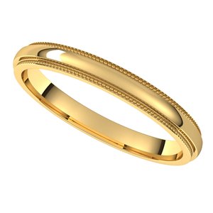 14K Yellow 2.5 mm Milgrain Half Round Edge Band Size 5.5 - BN & CO JEWELRY