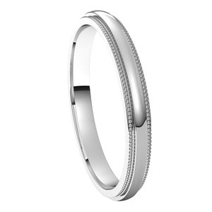 18K White 2.5 mm Milgrain Half Round Edge Band Size 10 - BN & CO JEWELRY