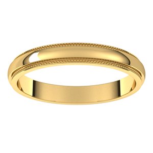 14K Yellow 3 mm Milgrain Half Round Edge Band Size 7.5 - BN & CO JEWELRY