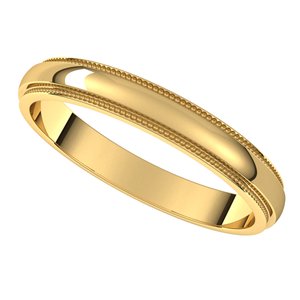 14K Yellow 3 mm Milgrain Half Round Edge Band Size 7.5 - BN & CO JEWELRY
