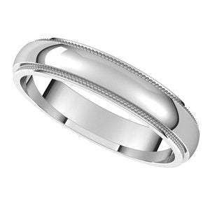 14K White 4 mm Milgrain Half Round Edge Band Size 11 - BN & CO JEWELRY