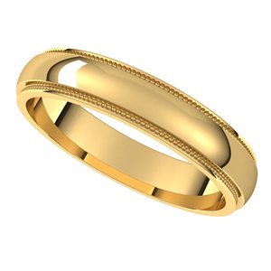 10K Yellow 4 mm Milgrain Half Round Edge Band Size 10 - BN & CO JEWELRY