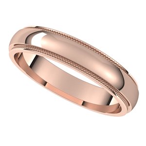 10K Rose 4 mm Milgrain Half Round Edge Band Size 12.5 - BN & CO JEWELRY