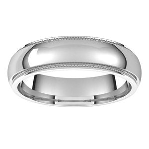 Platinum 5 mm Milgrain Half Round Edge Band Size 9 - BN & CO JEWELRY