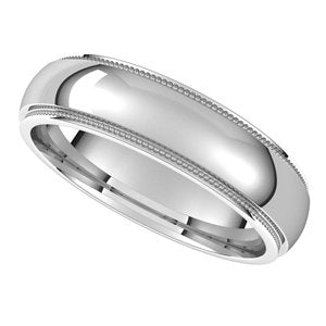 Platinum 5 mm Milgrain Half Round Edge Band Size 9 - BN & CO JEWELRY