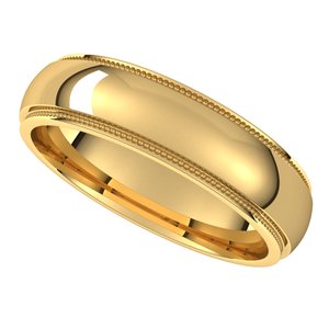 14K Yellow 5 mm Milgrain Half Round Edge Band Size 7 - BN & CO JEWELRY