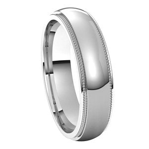 Platinum 5 mm Milgrain Half Round Edge Band Size 9 - BN & CO JEWELRY