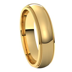 14K Yellow 5 mm Milgrain Half Round Edge Band Size 10.5 - BN & CO JEWELRY