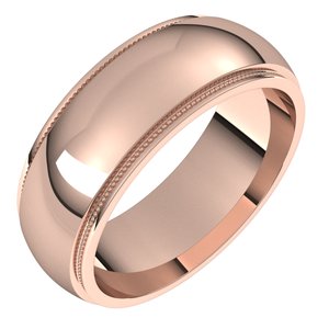 14K Rose 7 mm Milgrain Half Round Edge Band - BN & CO JEWELRY