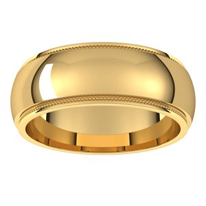 14K Yellow 7 mm Milgrain Half Round Edge Band - BN & CO JEWELRY