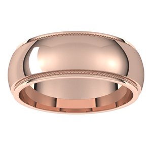 14K Rose 7 mm Milgrain Half Round Edge Band - BN & CO JEWELRY