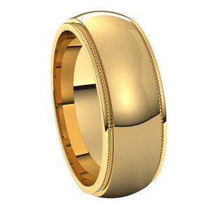 14K Yellow 7 mm Milgrain Half Round Edge Band - BN & CO JEWELRY