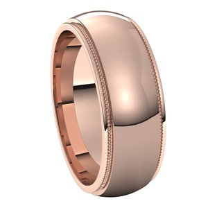 14K Rose 7 mm Milgrain Half Round Edge Band - BN & CO JEWELRY