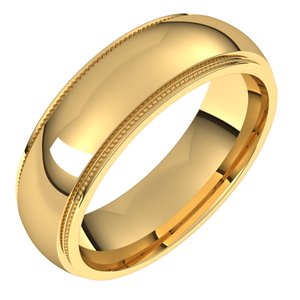 10K Yellow 6 mm Milgrain Half Round Edge Band Size 8.5 - BN & CO JEWELRY
