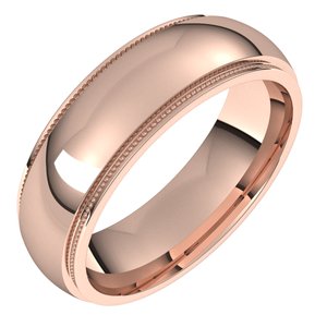 14K Rose 6 mm Milgrain Half Round Edge Band Size 9 - BN & CO JEWELRY