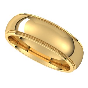 10K Yellow 6 mm Milgrain Half Round Edge Band Size 8.5 - BN & CO JEWELRY