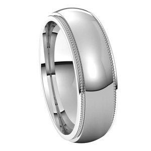 14K White 6 mm Milgrain Half Round Edge Band Size 10 - BN & CO JEWELRY