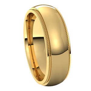 10K Yellow 6 mm Milgrain Half Round Edge Band Size 8.5 - BN & CO JEWELRY