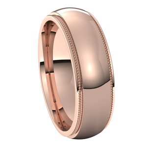 14K Rose 6 mm Milgrain Half Round Edge Band Size 9 - BN & CO JEWELRY