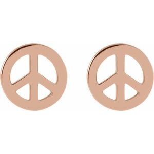 14K Rose Tiny Peace Earrings - BN & CO JEWELRY