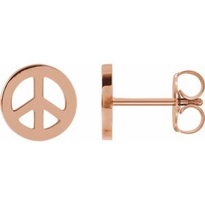 14K Rose Tiny Peace Earrings - BN & CO JEWELRY