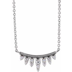 14K White 1/6 CTW Natural Diamond Bar 18" Necklace - BN & CO JEWELRY