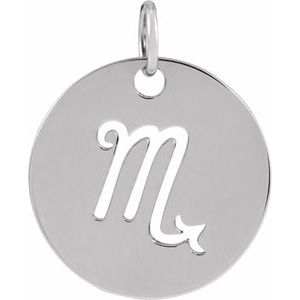 Sterling Silver 16.5 mm Scorpio Zodiac Disc Pendant - BN & CO JEWELRY