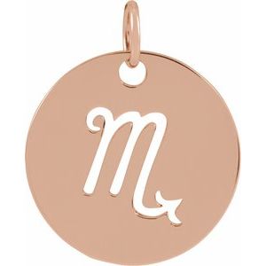 14K Rose 16.5 mm Scorpio Zodiac Disc Pendant - BN & CO JEWELRY
