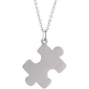 Sterling Silver 15.65x12 mm Puzzle Piece 16-18" Necklace - BN & CO JEWELRY