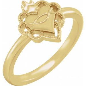 14K Yellow Negative Space Sacred Heart Ring - BN & CO JEWELRY