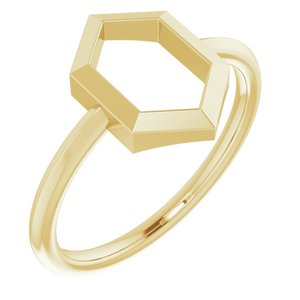 14K Yellow Negative Space Hexagon Ring - BN & CO JEWELRY