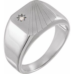 Sterling Silver .02 CTW Natural Diamond Celestial Signet Ring - BN & CO JEWELRY