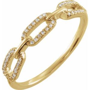 14K Yellow 1/6 CTW Natural Diamond Chain Link Ring - BN & CO JEWELRY