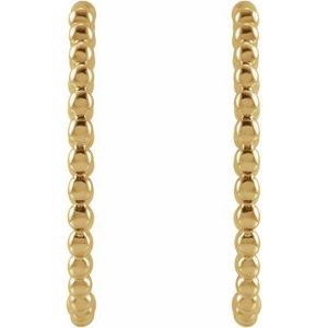 14K Yellow Beaded 20 mm Hoop Earrings - BN & CO JEWELRY