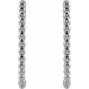 14K White Beaded 20 mm Hoop Earrings - BN & CO JEWELRY