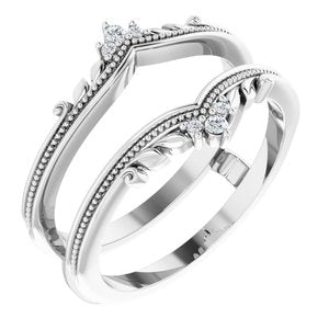 14K White .04 CTW Natural Diamond Accented Milgrain Ring Guard - BN & CO JEWELRY