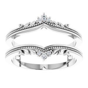 14K White .04 CTW Natural Diamond Accented Milgrain Ring Guard - BN & CO JEWELRY