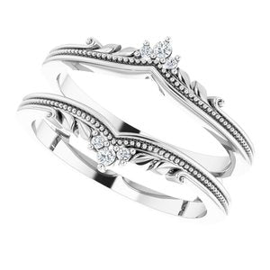 14K White .04 CTW Natural Diamond Accented Milgrain Ring Guard - BN & CO JEWELRY