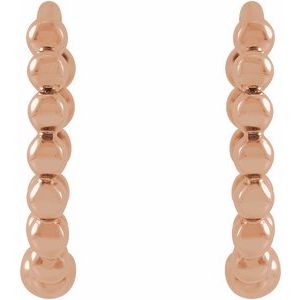 14K Rose 11 mm Beaded Huggie Earrings - BN & CO JEWELRY