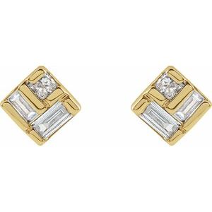 14K Yellow 1/6 CTW Natural Diamond Geometric Earrings - BN & CO JEWELRY
