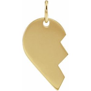 14K Yellow 17x10 mm Right Broken Heart Pendant - BN & CO JEWELRY