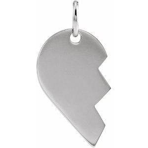 Sterling Silver 17x10 mm Right Broken Heart Pendant - BN & CO JEWELRY
