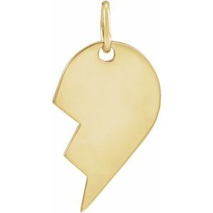 14K Yellow 17x10 mm Left Broken Heart Pendant - BN & CO JEWELRY