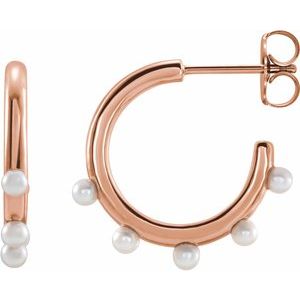 14K Rose Cultured Seed Pearl Hoop Earrings - BN & CO JEWELRY