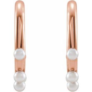 14K Rose Cultured Seed Pearl Hoop Earrings - BN & CO JEWELRY