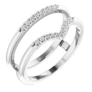 14K White 1/8 CTW Natural Diamond Half Tapered V Ring Guard - BN & CO JEWELRY