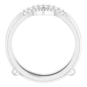 14K White 1/8 CTW Natural Diamond Half Tapered V Ring Guard - BN & CO JEWELRY