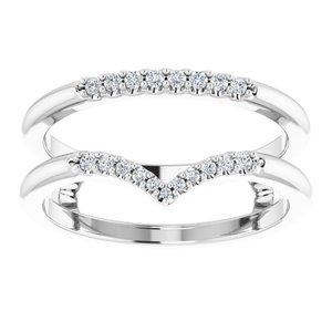 14K White 1/8 CTW Natural Diamond Half Tapered V Ring Guard - BN & CO JEWELRY