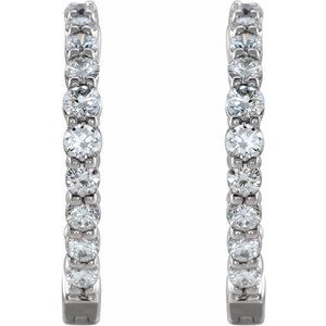 14K White 1 CTW Lab-Grown Diamond Inside-Outside Hinged 19.3 mm Hoop Earrings - BN & CO JEWELRY