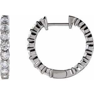 14K White 2 CTW Lab-Grown Diamond Inside-Outside Hinged 20 mm Hoop Earrings - BN & CO JEWELRY